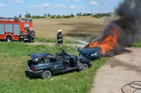Ćwiczenia w Sokołach na zakończenie szkolenia strażaków OSP